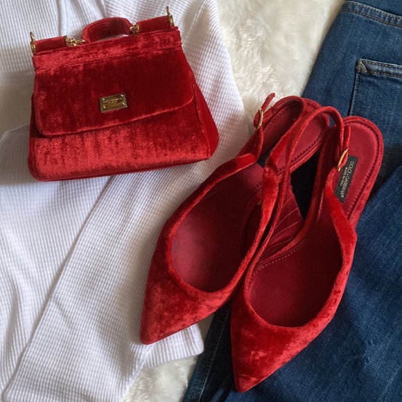Authentic Dolce & Gabbana Velvet Micro Sicily Bag and Shoes - Picture 2 of 16